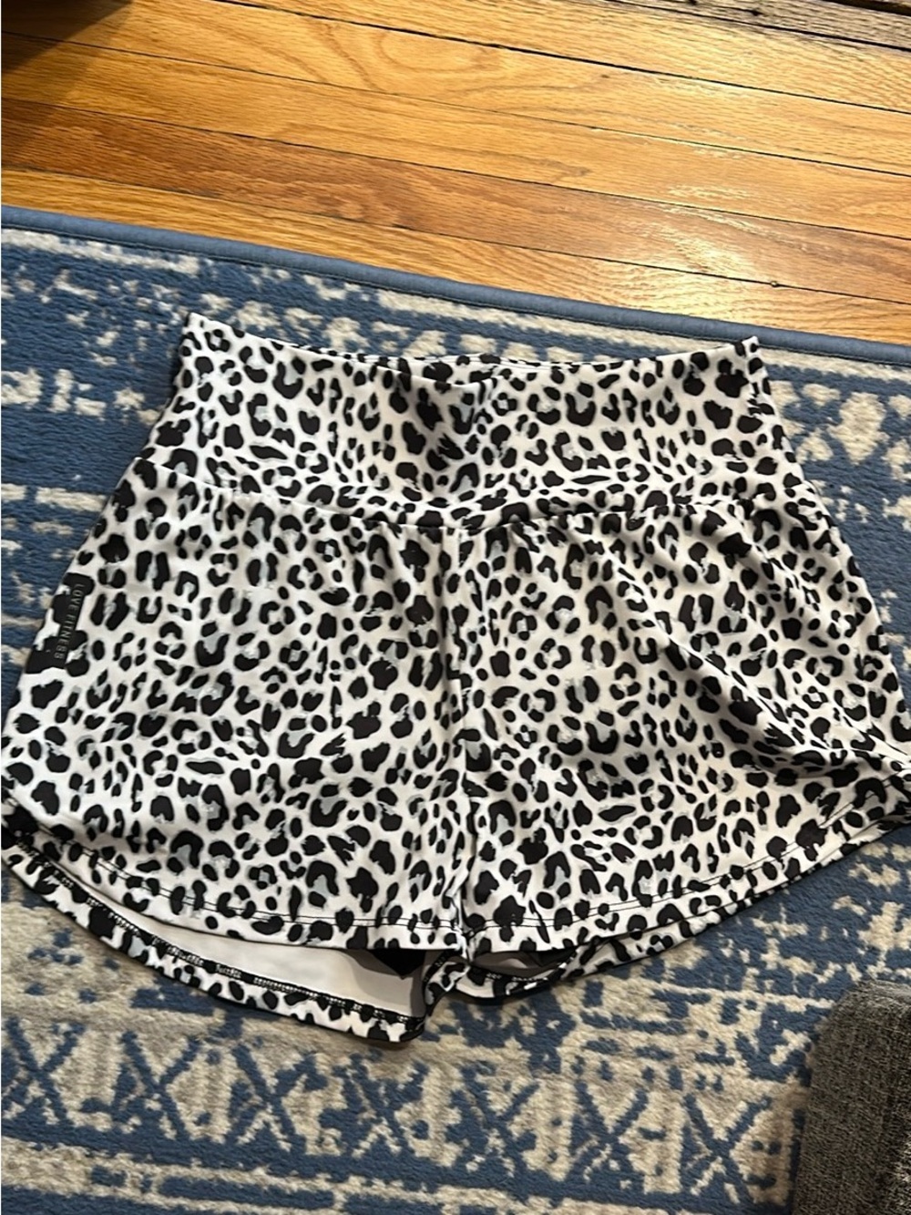 Leopard-Print Athletic Shorts - Black & White